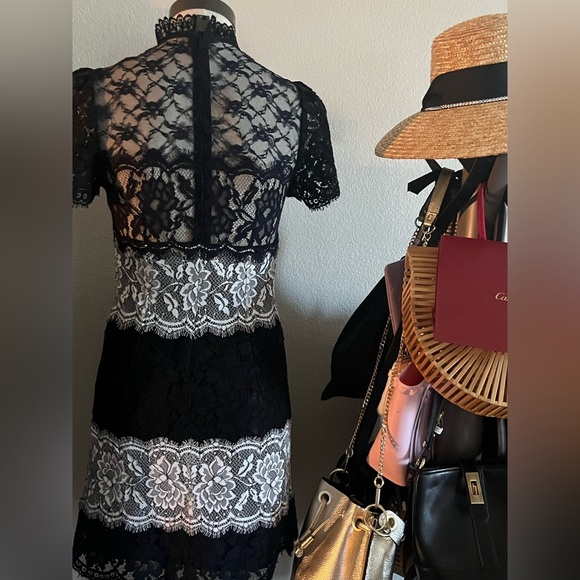 Sandro Black and White Lace Mini Dress size 1 🎩🎩 - Picture 8 of 12